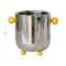 Hello Honey Stainless Steel Ice Bucket with Citron Color Enameled Ball Handles and Feet, Silver